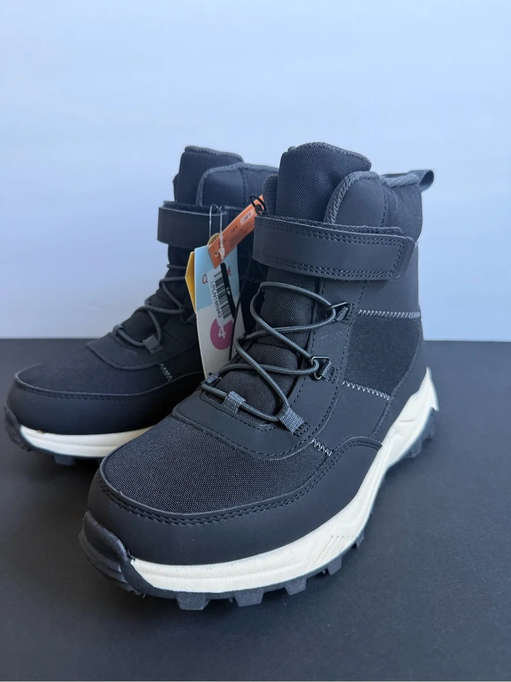 Cat & Jack Black High-Top Kids Boots with White Sole